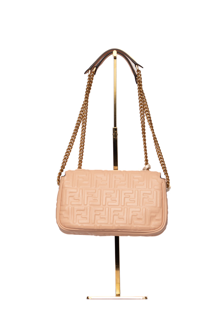 New Fendi Embossed Medium Midi Chain Baguette